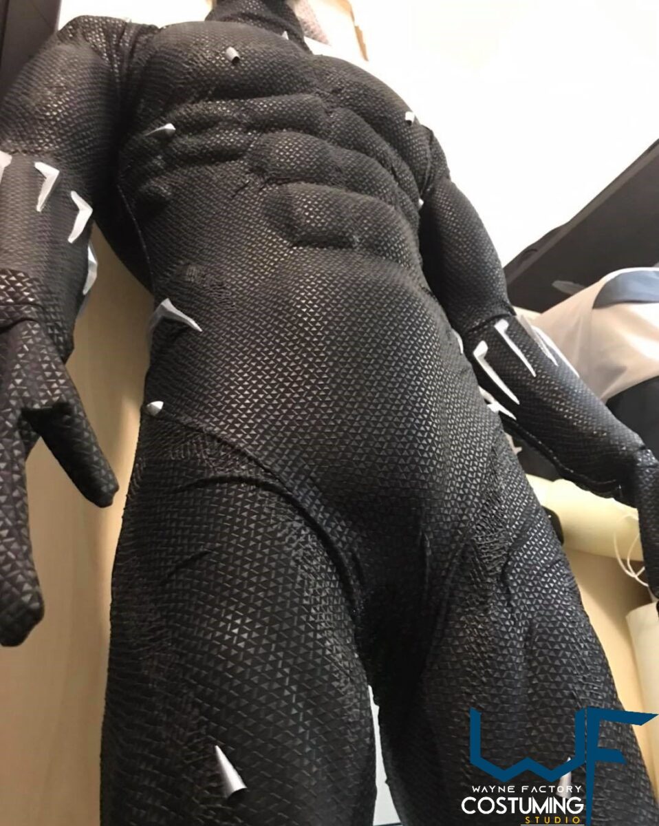 black panther wakanda costume cosplay with screen print and rubber cast parts Avengers marvel inspired