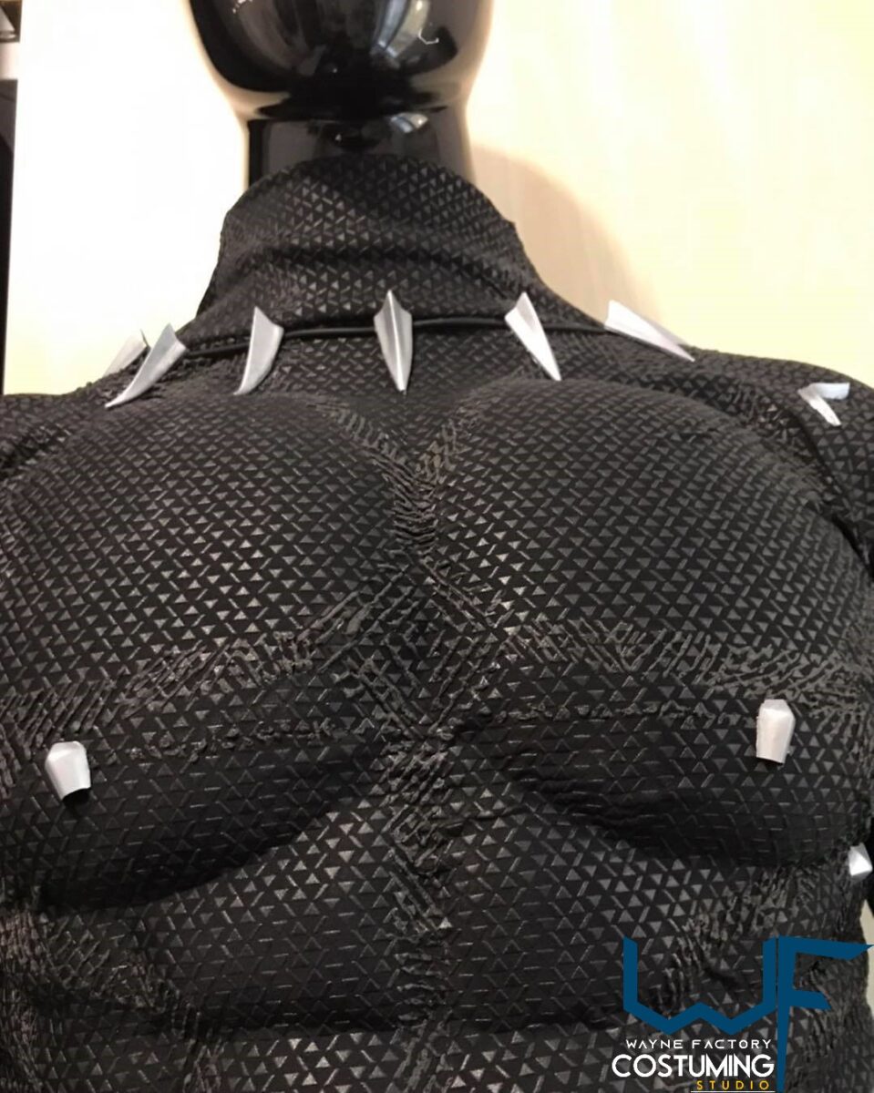 black panther wakanda costume cosplay with screen print and rubber cast parts Avengers marvel inspired