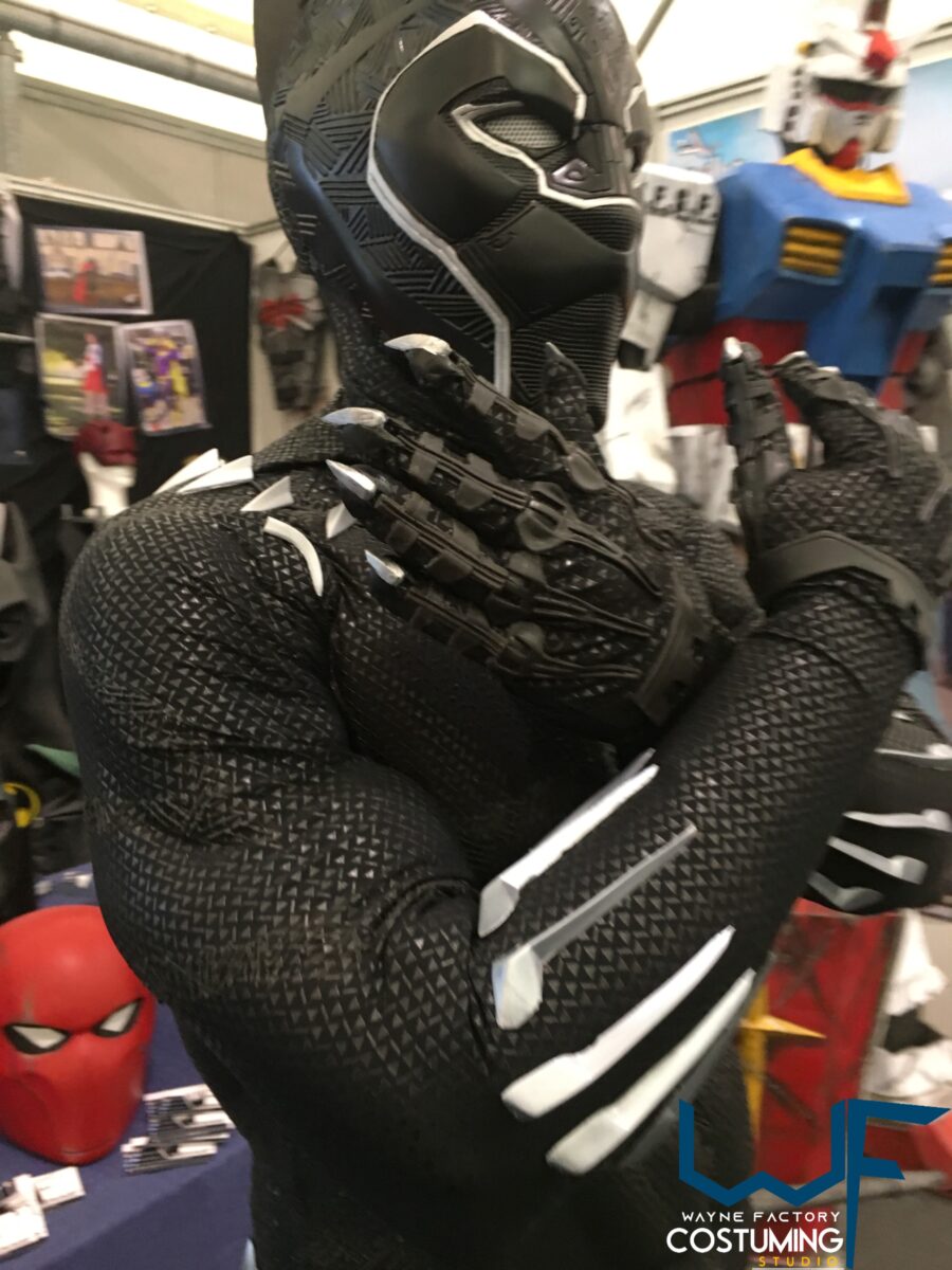 black panther wakanda costume cosplay with screen print and rubber cast parts Avengers marvel inspired