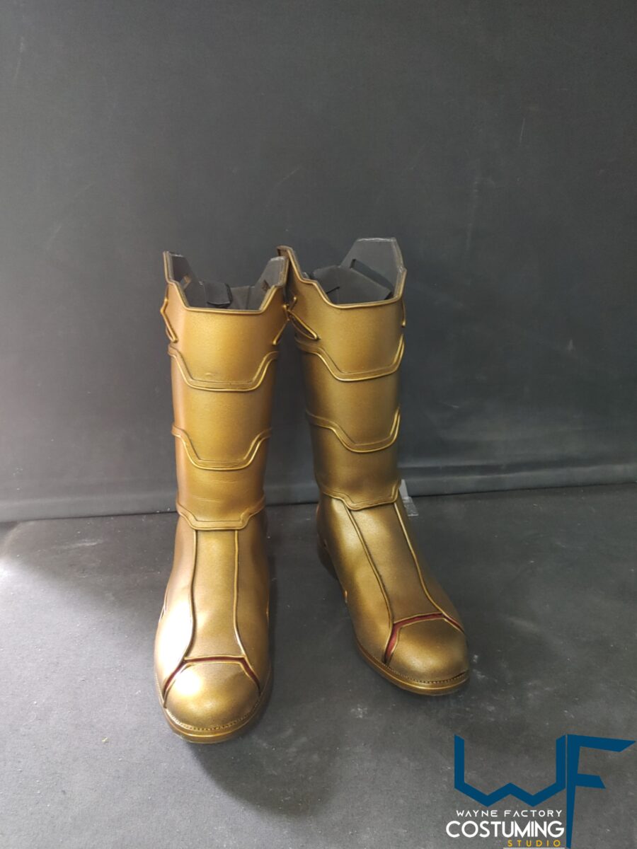 shazam dc comics costume complete cosplay suit screen print and accessories rubber cast boots bracers logo belt cape