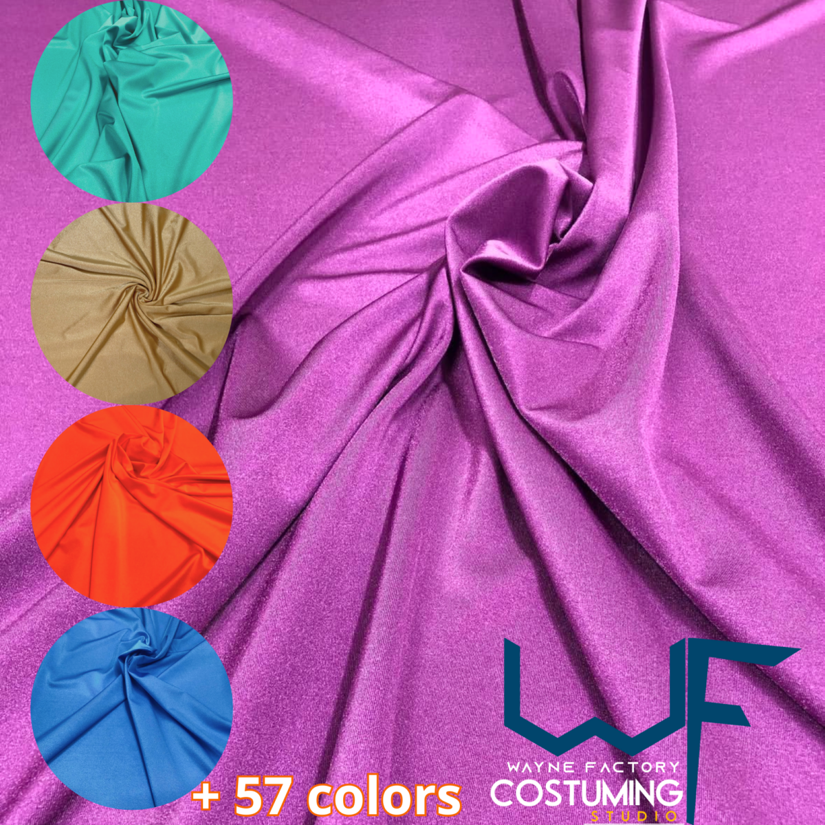 Lycra/Spandex glossy- BIELASTIC and stretchable 4 way Stretch 56 colors always available. 100% Made In Italy.