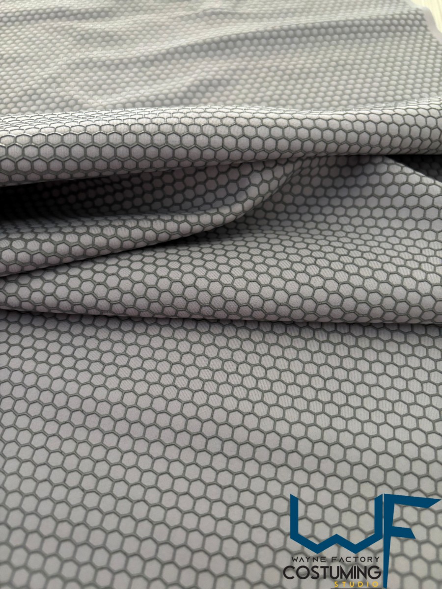 honey comb pattern texture screen printed fabric spandex lycra for cosplay and superhero elastic stretch tiles costume