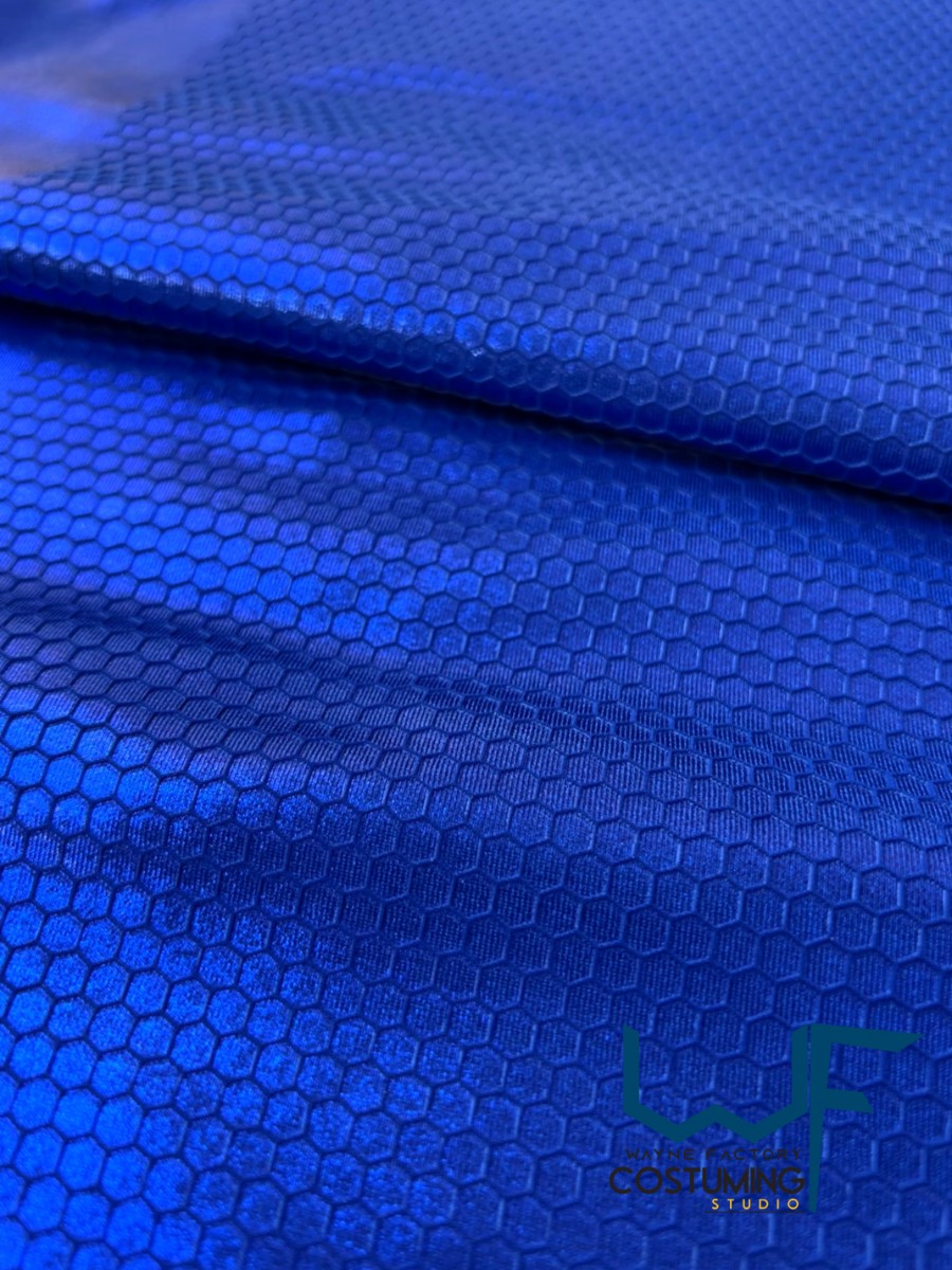 honey comb on metallic fabric shiny pattern texture screen printed fabric spandex lycra for cosplay and superhero elastic stretch tiles costume