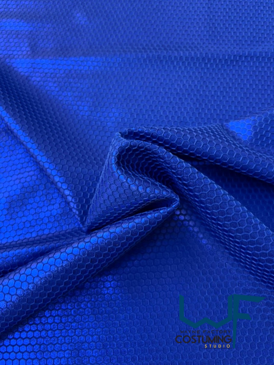 honey comb on metallic fabric shiny pattern texture screen printed fabric spandex lycra for cosplay and superhero elastic stretch tiles costume