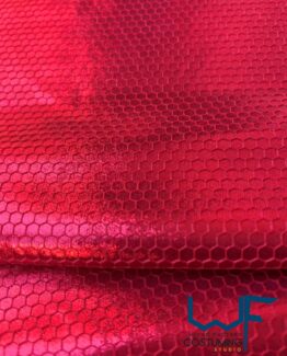 honey comb on metallic fabric shiny pattern texture screen printed fabric spandex lycra for cosplay and superhero elastic stretch tiles costume