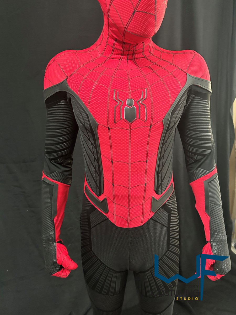 spiderman far from home costume cosplay with screen print fabrics marvelc comics cinematic costuming
