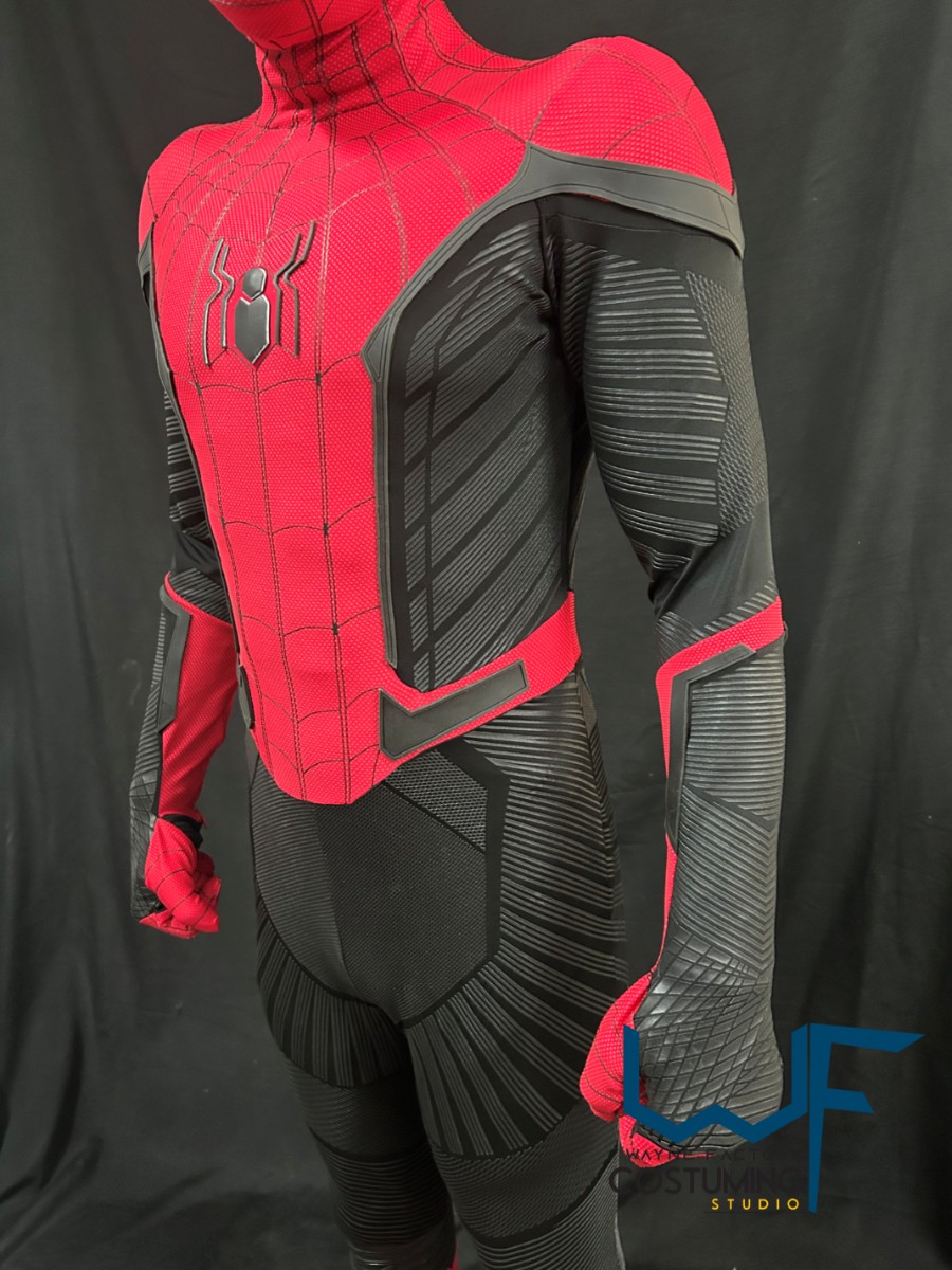 spiderman far from home costume cosplay with screen print fabrics marvelc comics cinematic costuming