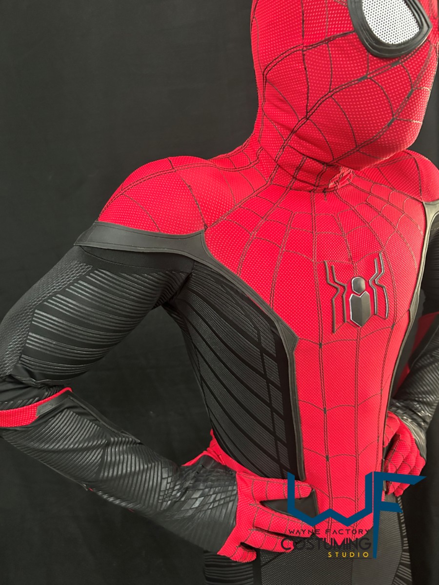 spiderman far from home costume cosplay with screen print fabrics marvelc comics cinematic costuming